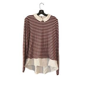 Maison Jules Womans Long Sleeve Top Large Striped Academia